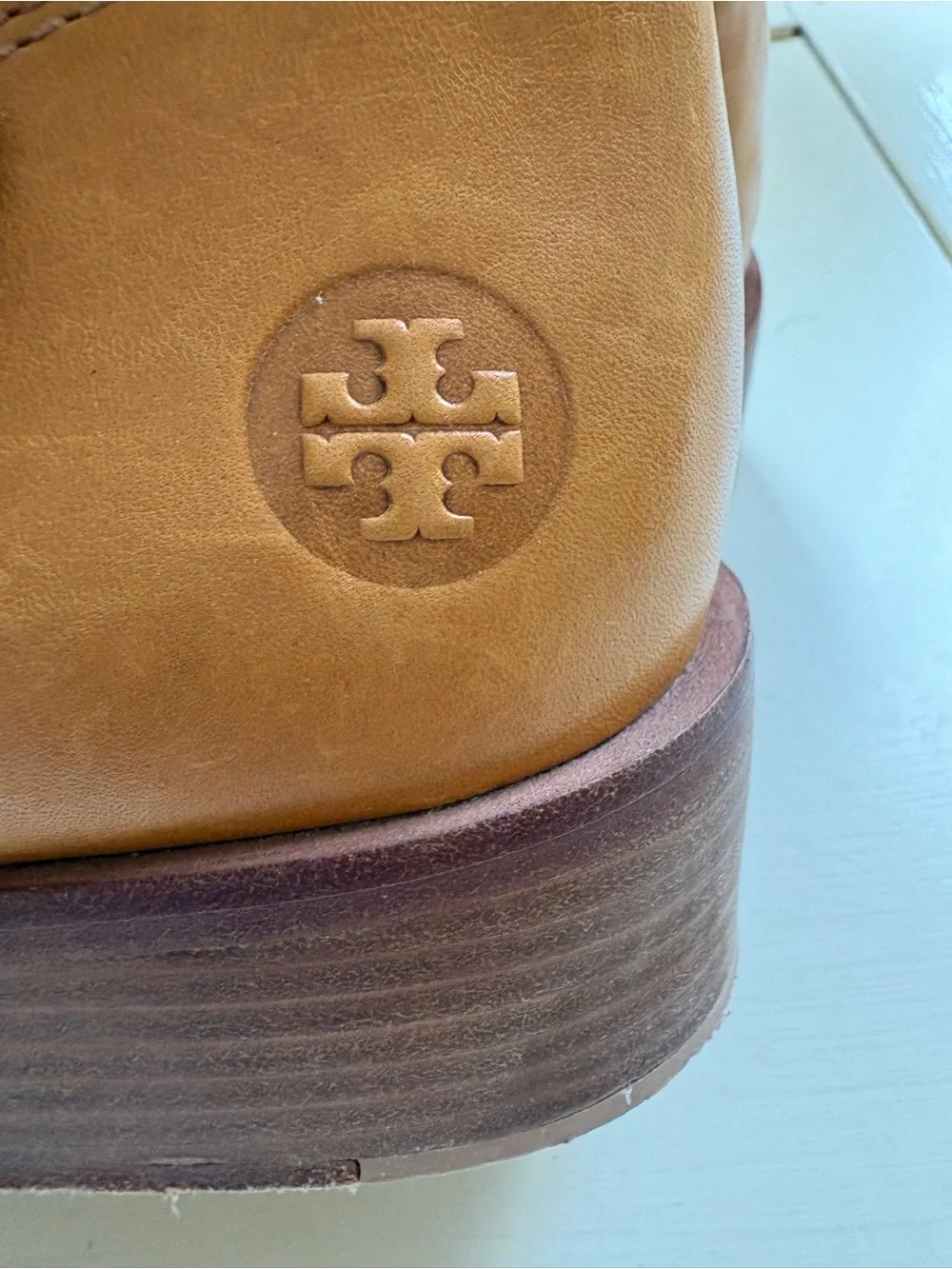 Tory Burch Tan Leather Mid-Calf Buckle Boots
